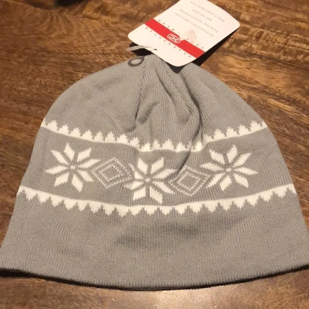 KANSAS JAYHAWKS HEADMASTER CAMPUSWEAR EMBROIDERED GRAY AND WHITE KNIT BEANIE CAP